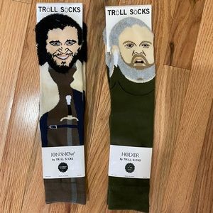 NWT! Troll Socks GoT Jon Snow & Hodor Fuzzy Face Socks